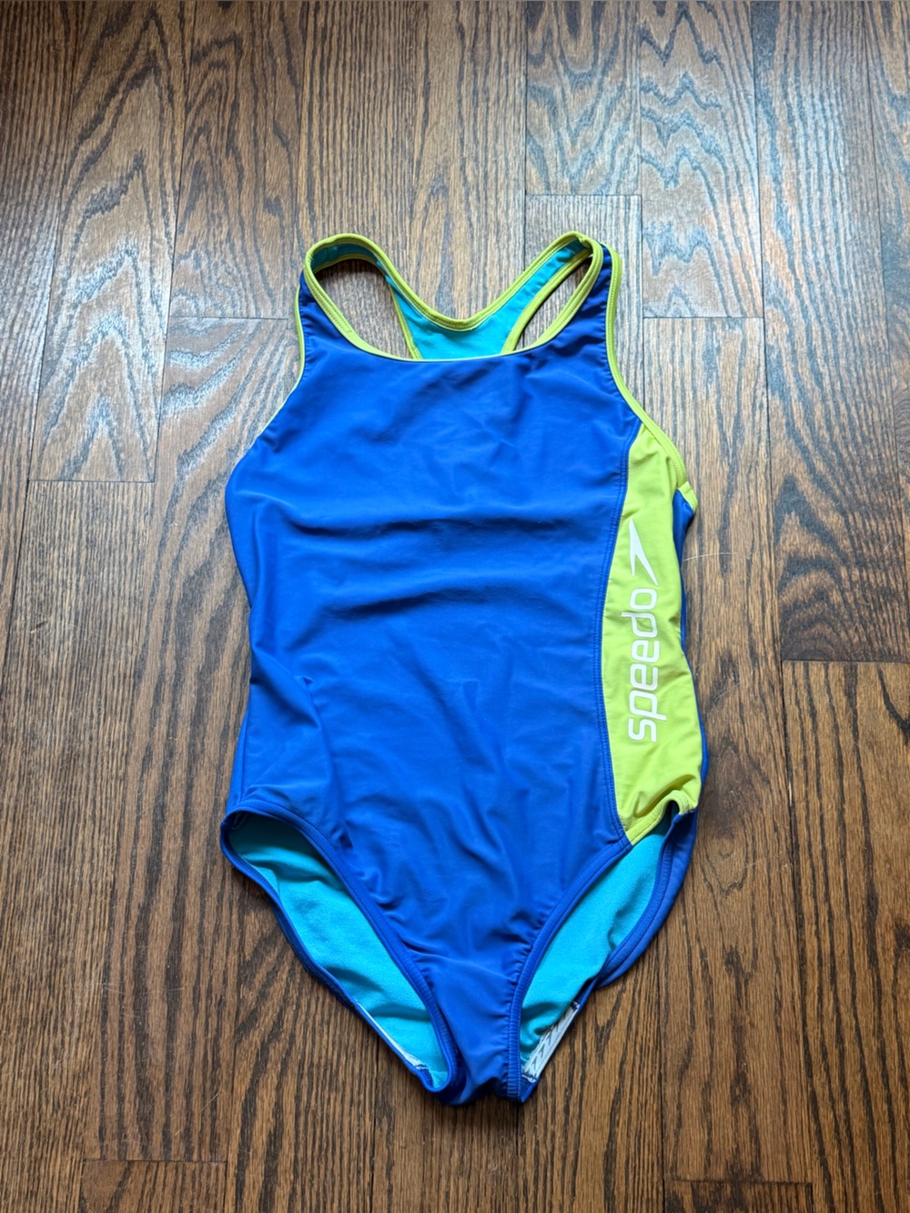 Speedo Blue and Lime Girls One-Piece Swim Suit